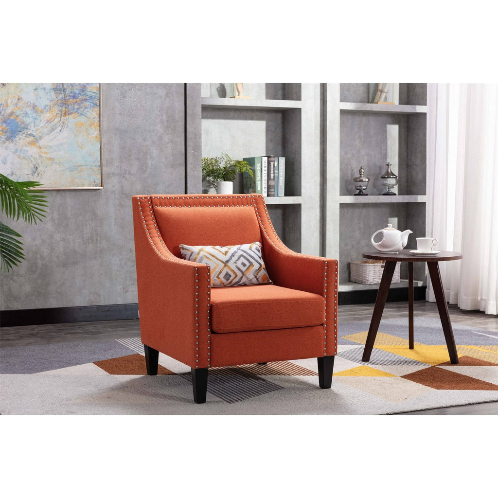 Orange Accent Armchair with Solid Wood Legs V32795