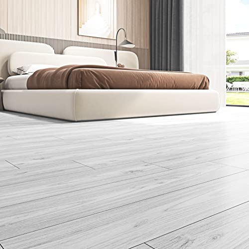 6"x36" 15pcs Natural Wood Peel and Stick Vinyl Floor Tile White Waterproof U6672