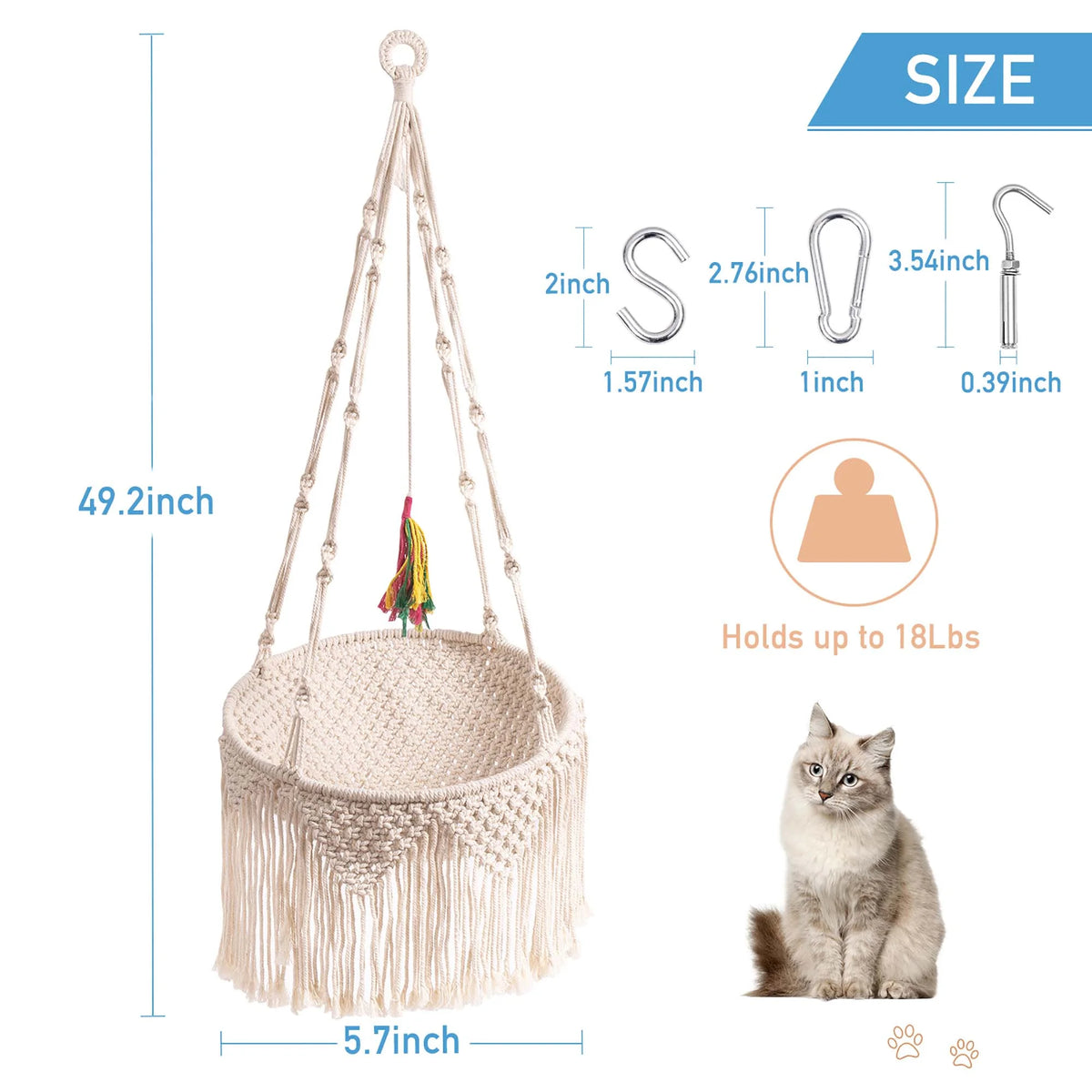 Woven Cotton Cat Hammock Hanging Bed O748500
