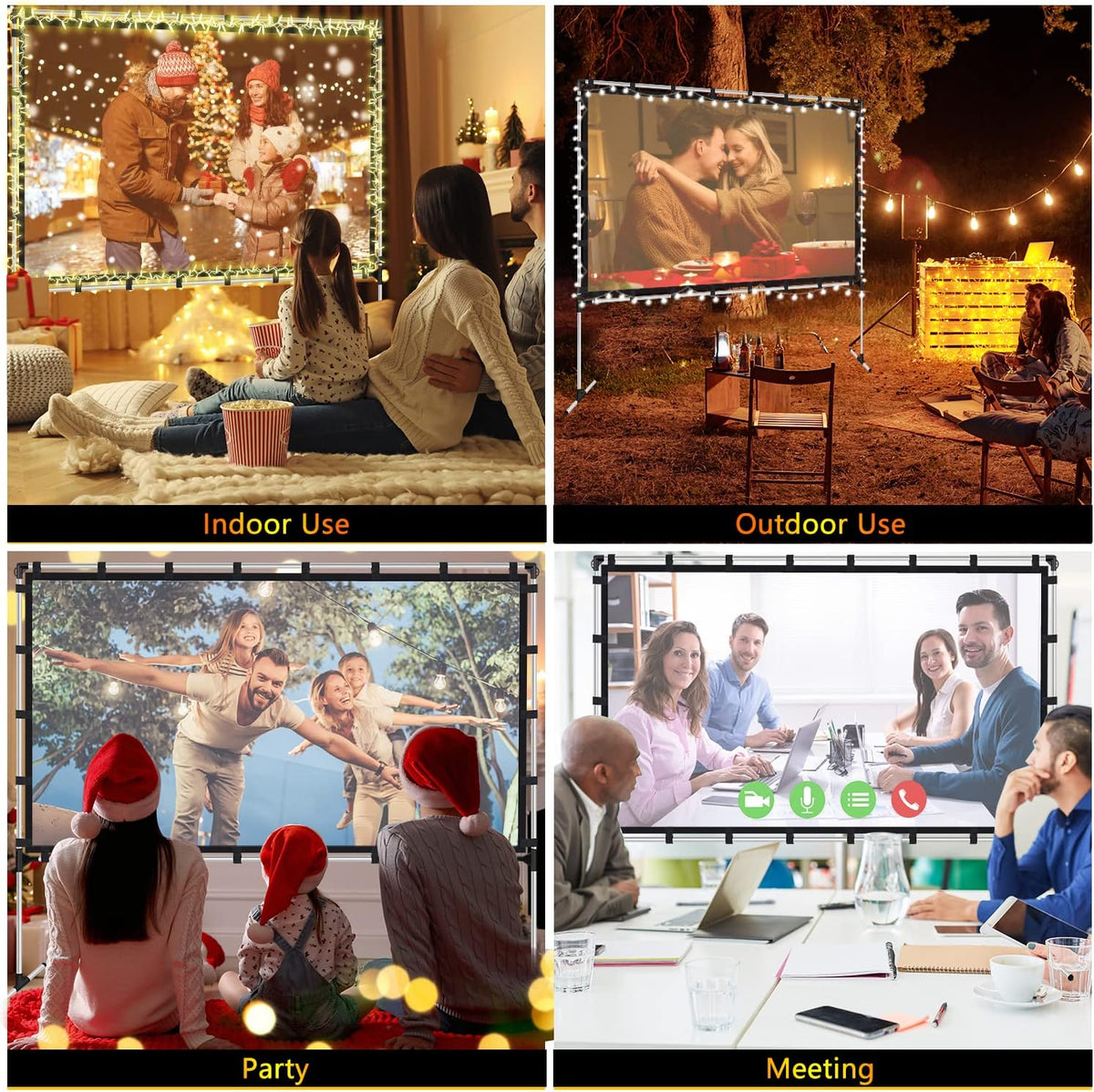 120 inch 16:9 Portable Projector Screen with Stand and Carry Bag Q795