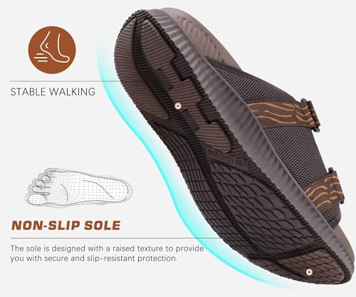 Mens Orthotic Sandals Athletic Recovery Sport Slides Adjustable Strap Open Toe Walking Sandals H53506