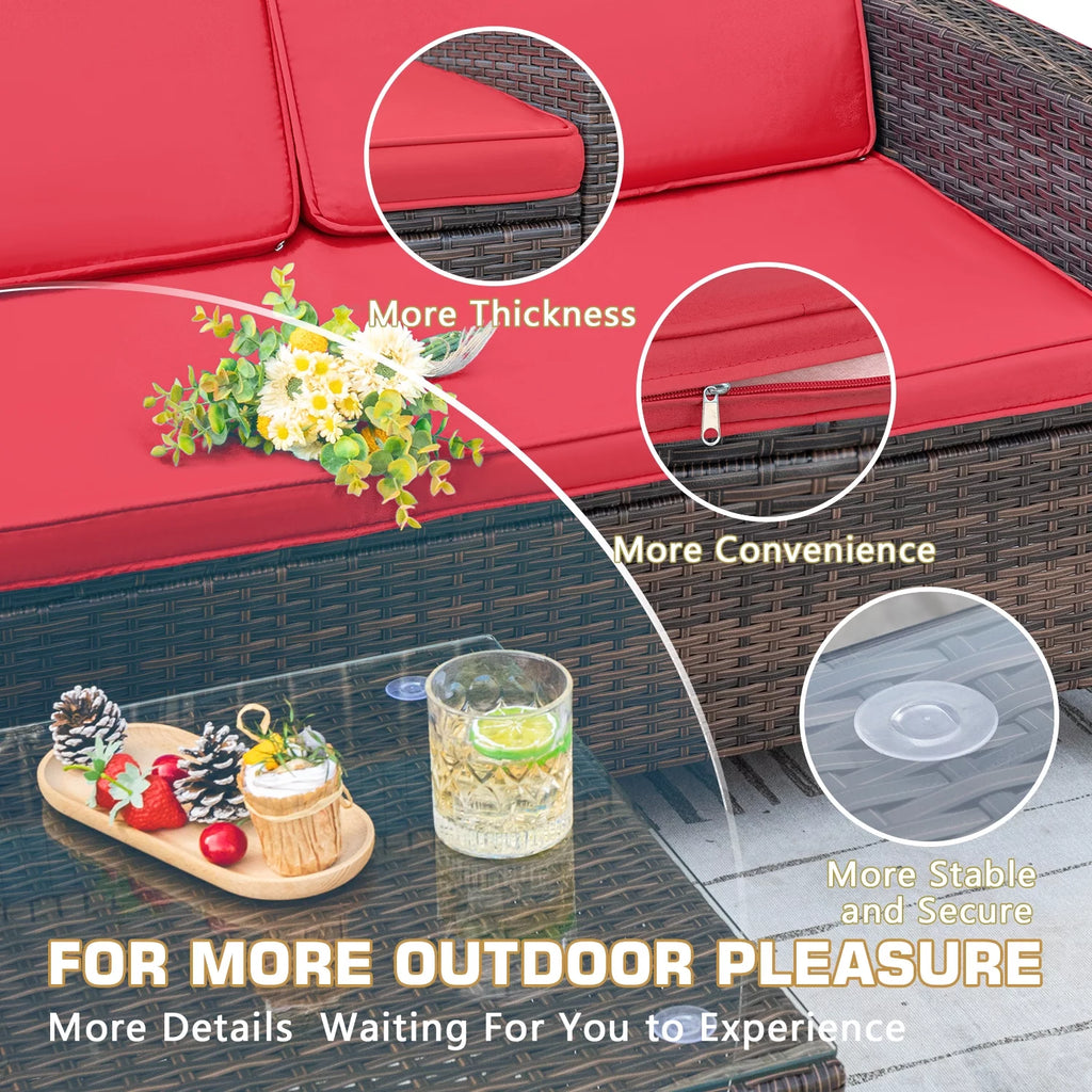 4 Pieces Rattan Wicker Patio Conversation Sofa Set G349