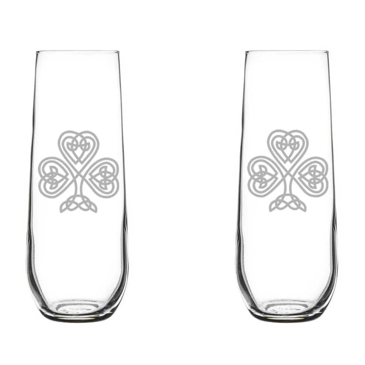 Set of 2 Stemless Glass Champagne Flutes 8.5 oz W9311