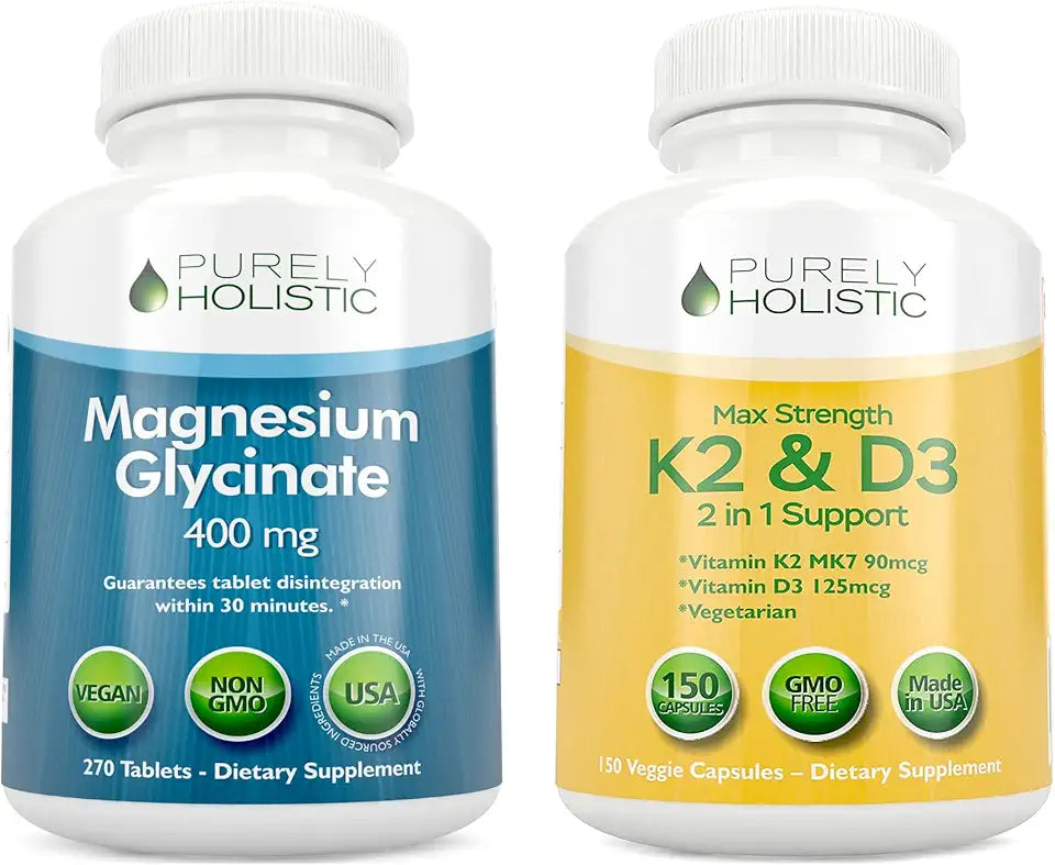 Magnesium Glycinate 400mg Vitamin D3 K2 270 Tablets 150 Capsules A819