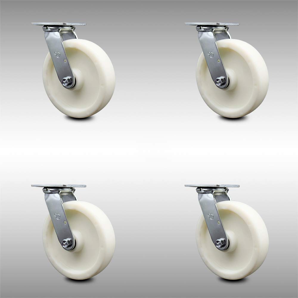 Stainless Steel Swivel Top Plate Caster with 5 x 2 White Wheel X372