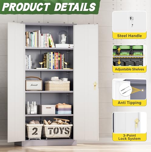 Black Metal Storage Cabinet with 2 Doors and 4 Adjustable Shelves G22260