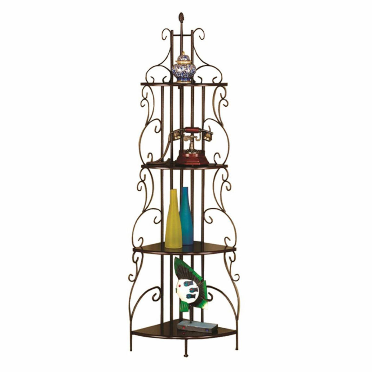 Four Tier Metal Corner Shelf Bookcase I5036