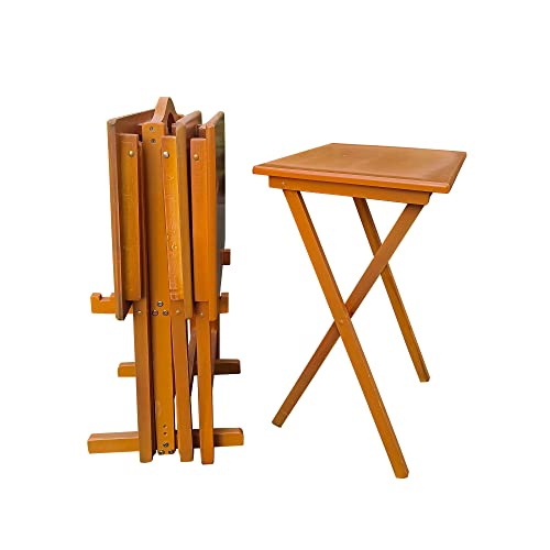Set of 4 Solid Wood Folding TV Tray Table K55076