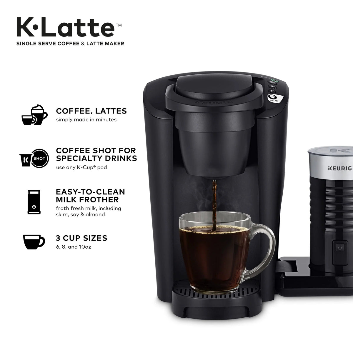 Single Serve K-Cup Coffee and Latte Maker, Black C2808