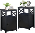 Antique Black Set of 2 End Side Table with Storage Cabinet B747