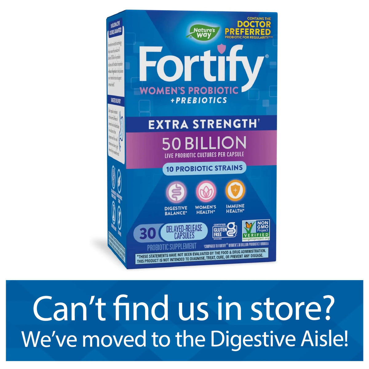 Women's Extra Strength Probiotic Capsules, 50 Billion Live Probiotics, 30 Count Q33156