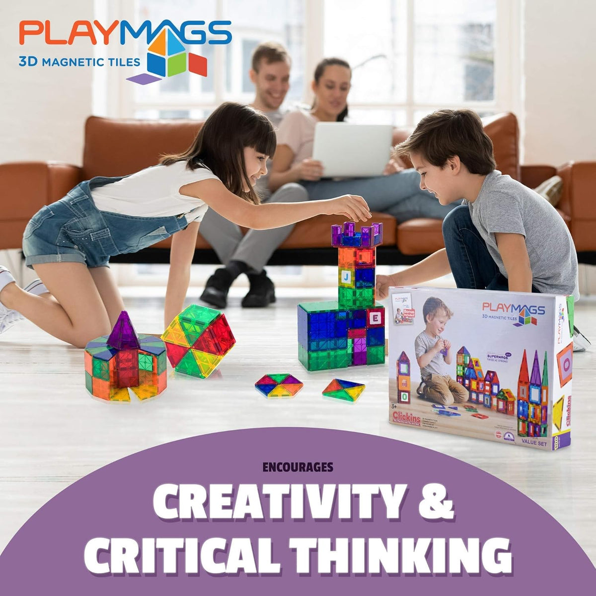 56 Pc Magnetic Tiles Building Set H678604