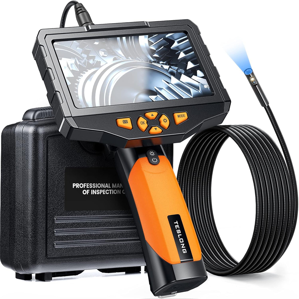 Dual Lens Inspection Camera with Light, 5 IPS Screen, 16.4ft Flexible Probe L982