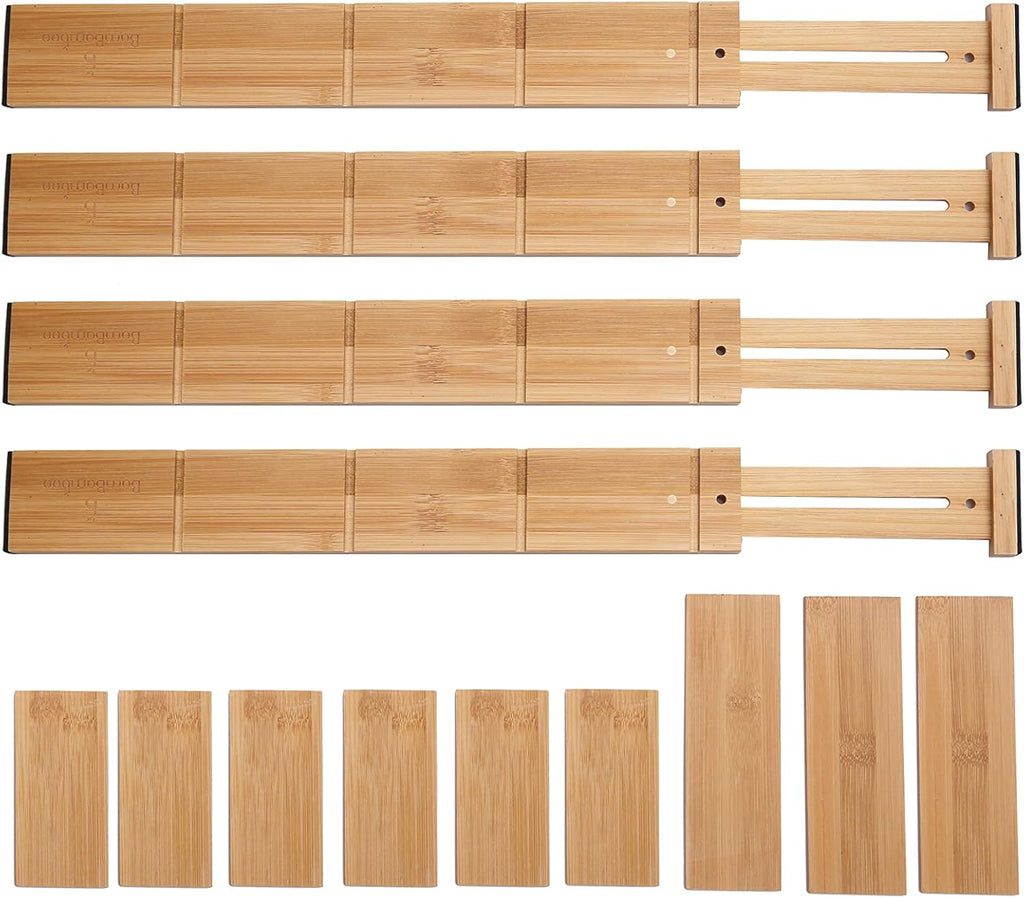 4 Pack Bamboo Drawer Dividers with 9 Inserts Z63008