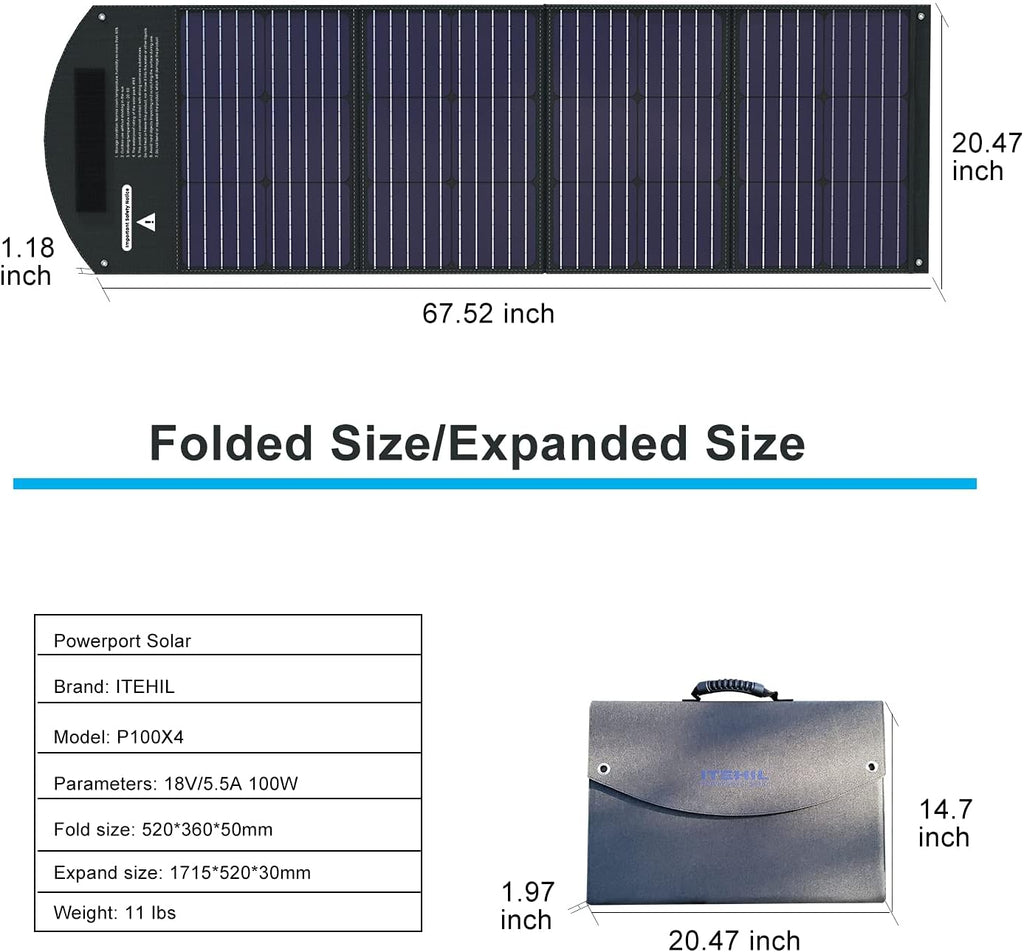 100W 18 Volt Monocrystalline Foldable Solar Panel S43308