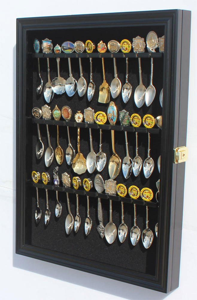 Lockable Glass Door Oak Finish Tea Spoon Display Case Y618332