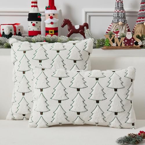 Dark Green 18x18 Inch Set of 2 Plush Faux Fur Throw Pillow Covers B95410