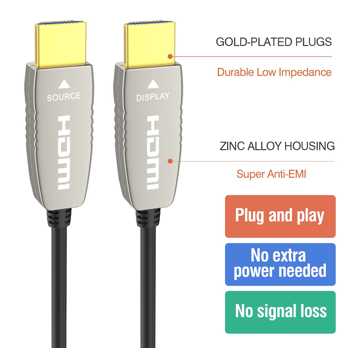 4K HDMI Fiber Optic Cable 165 Feet Pack of 2 Q874