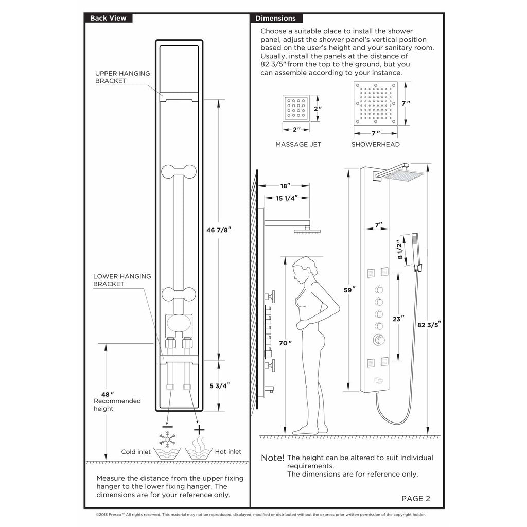 Stainless Steel Thermostatic Shower Panel C4802