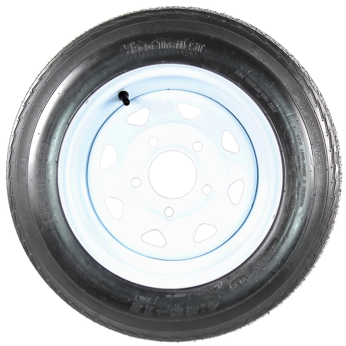 Two Trailer Tires On Rims 4.80-12 5 Lug White Spoke V152157