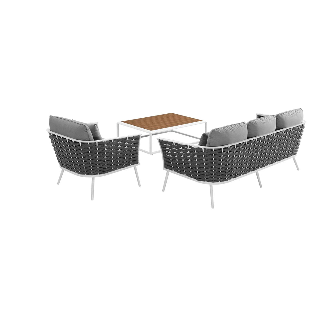White Gray 3 Piece Outdoor Aluminum Sectional Sofa Set Q142813