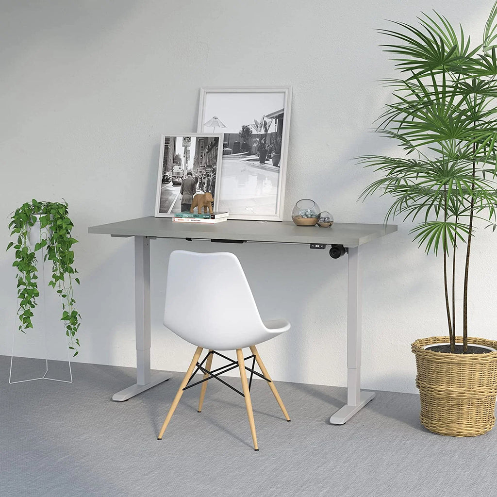 Electric Height Adjustable Desk 48"x24" Brushed Silver Frame Grey Top Z8962