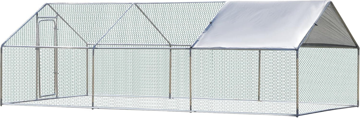 Large Metal Chicken Coop 3 Rooms Walk-in Enclosure 10' x 20' x 6.5' P5769