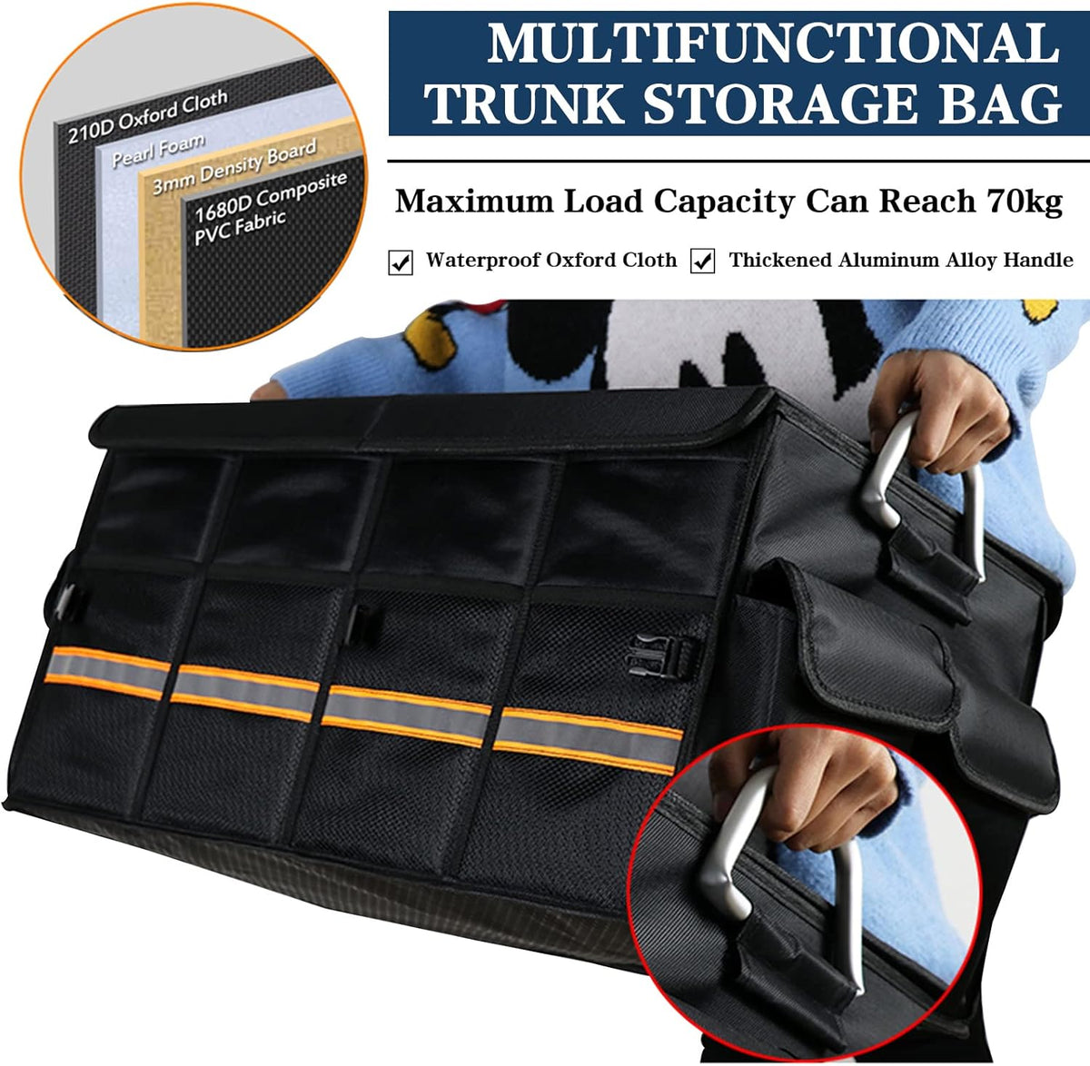Black Pack of 2 Collapsible Car Trunk Organizer I717275
