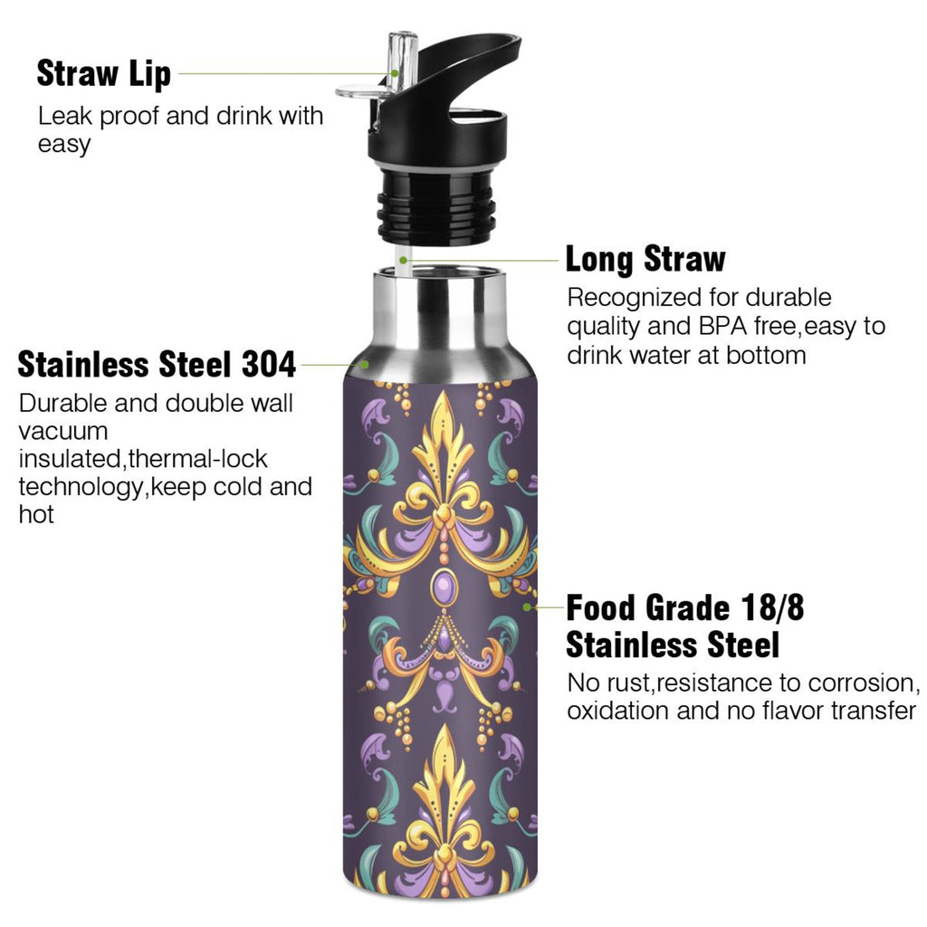 20 oz Insulated Stainless Steel Water Bottle with Straw Lid E270298