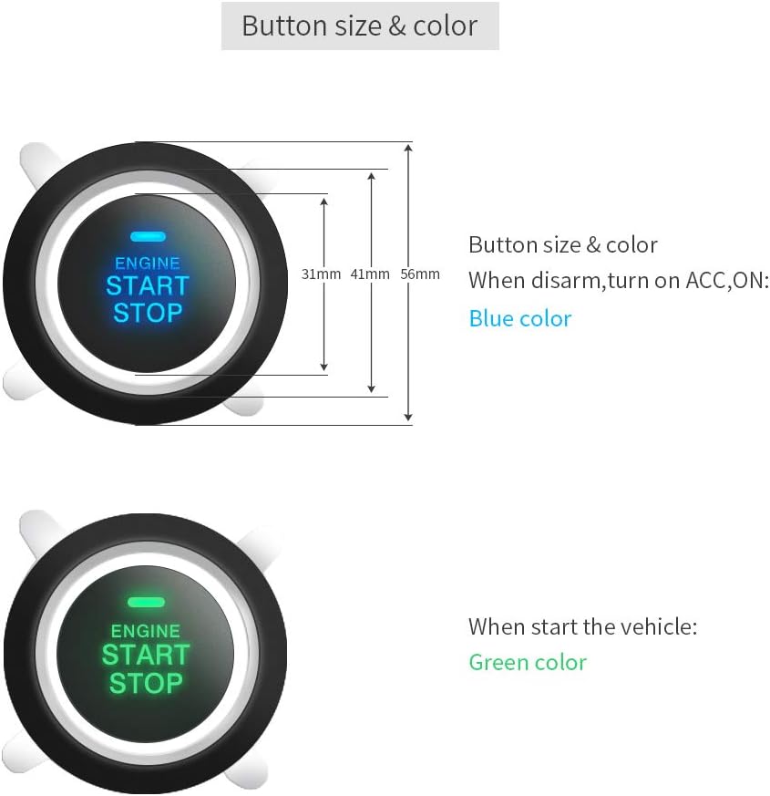 Smart Key PKE Car Alarm System Push Start Stop Button Keyless Go DC12V E8984