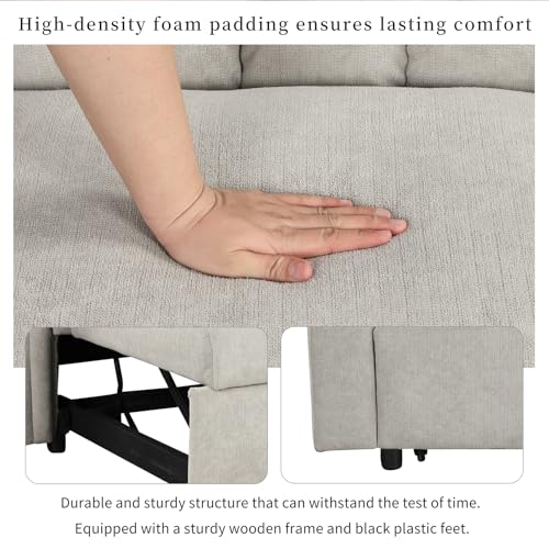 Gray Convertible Sofa Bed with Adjustable Backrest H5912