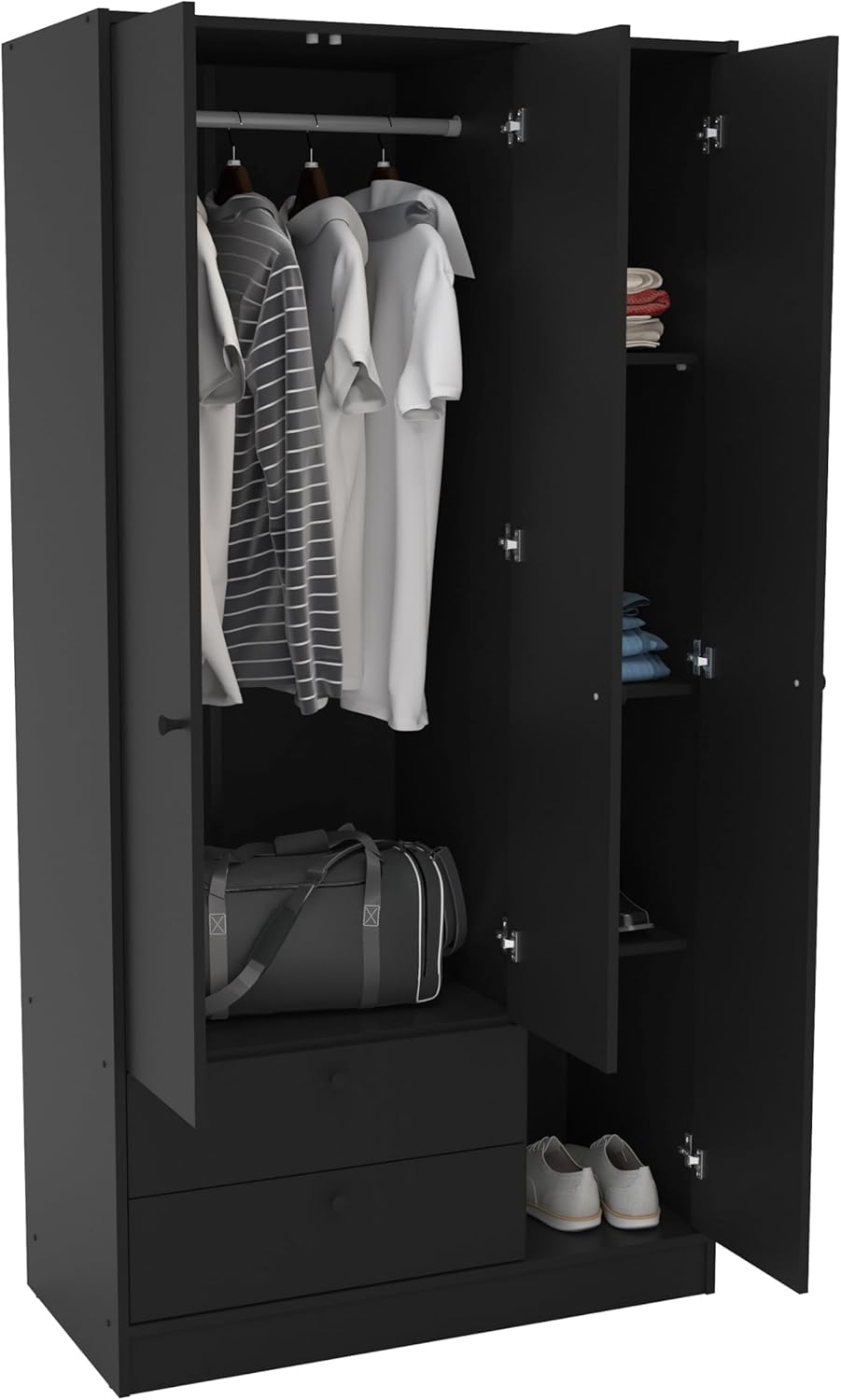 Black 3-Door 2-Drawer Wardrobe D26506