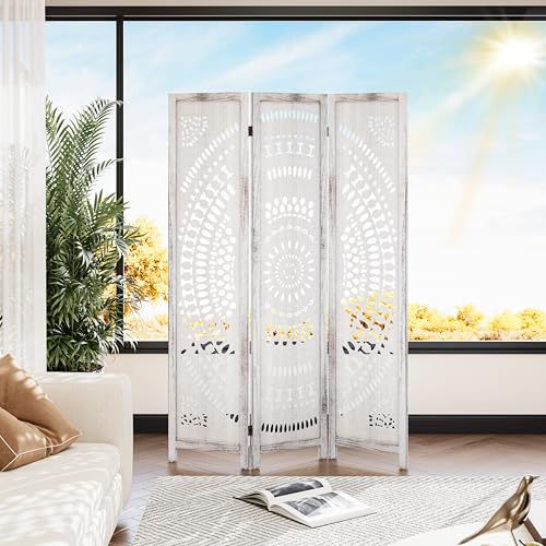 Handcrafted Carved Wooden Folding Room Divider Screen Y1159