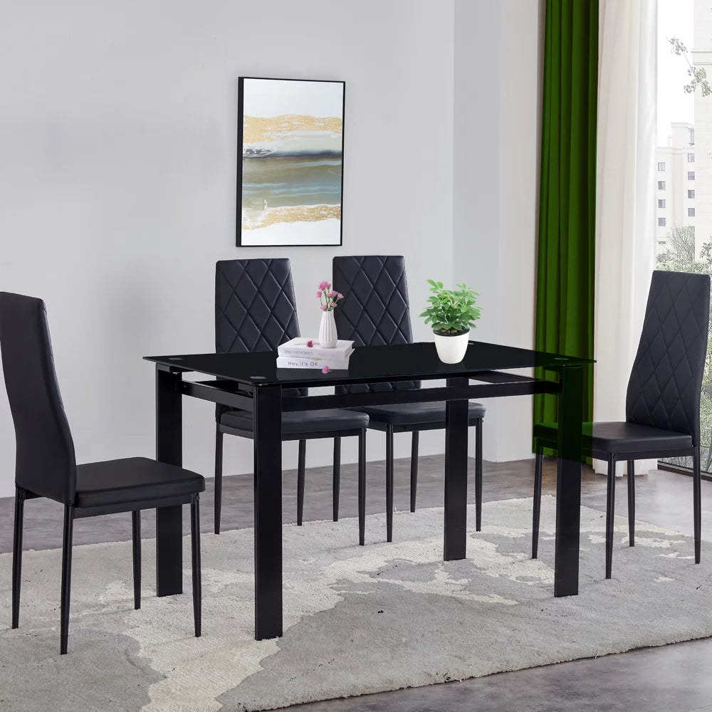 Black 5 Piece Dining Table Set for 4 P486606