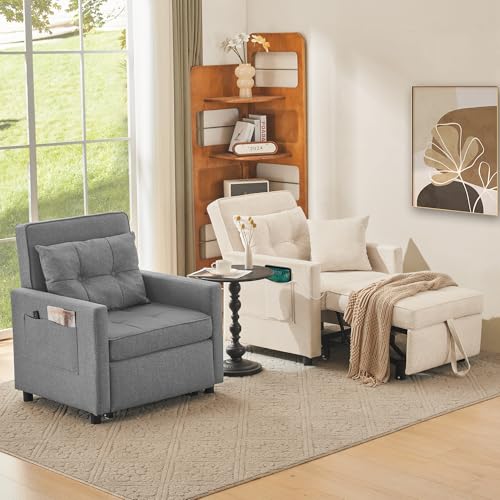 3 in 1 Convertible Sleeper Chair Bed with 2 Pillows and Backrest H5016