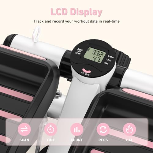 Mini Stepper with Resistance Bands, Hydraulic Fitness Stepper with LCD Monitor R88149