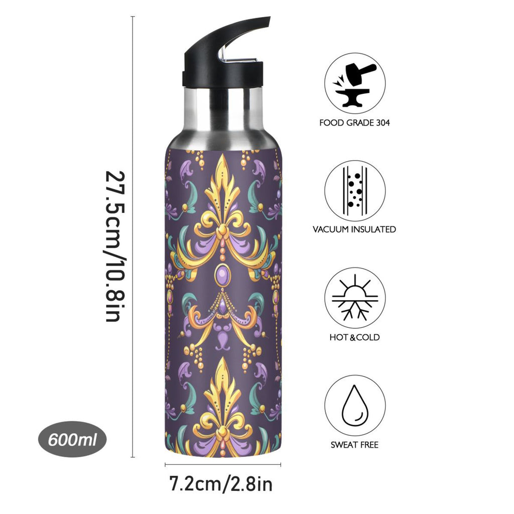 20 oz Insulated Stainless Steel Water Bottle with Straw Lid E270298