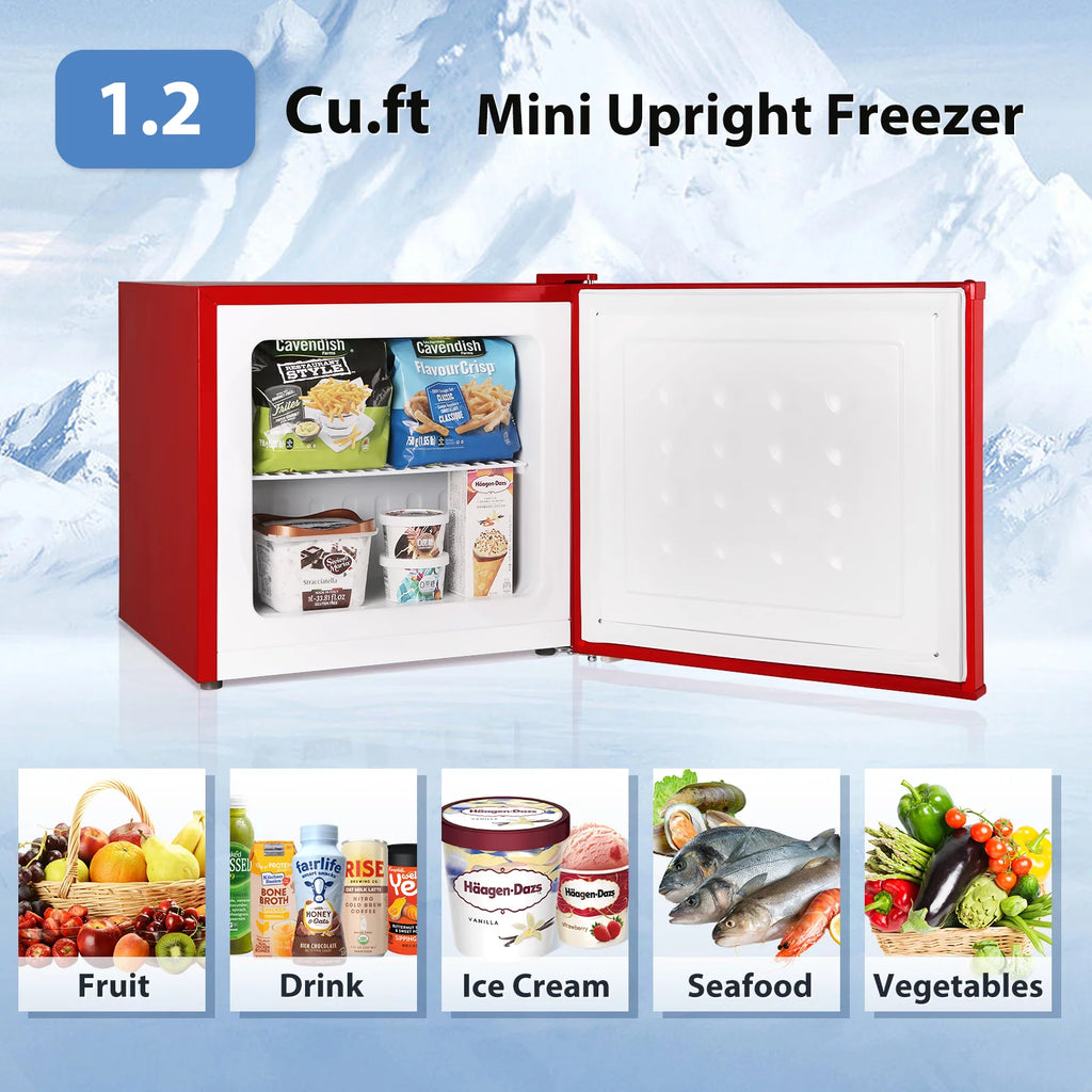 Mini Upright Freezer 1.2Cu.ft Red F981