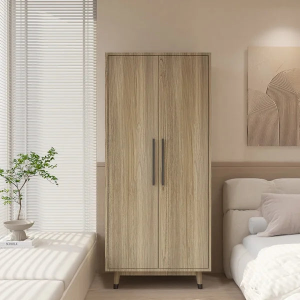 2 Doors Wardrobe Closet & Cabinet with Hanging Rail Q821063