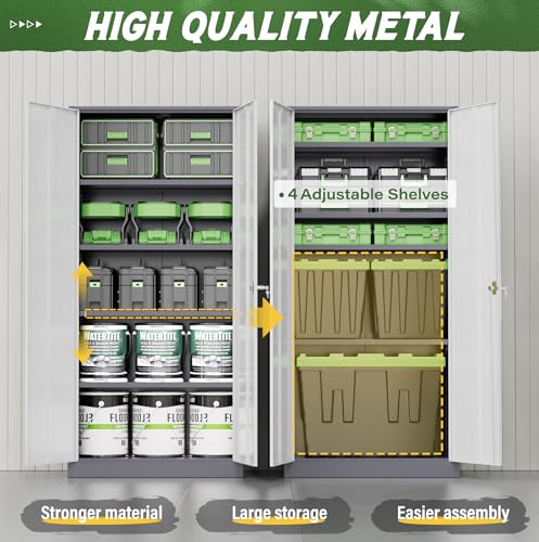 Black Metal Storage Cabinet with 2 Doors and 4 Adjustable Shelves G22260