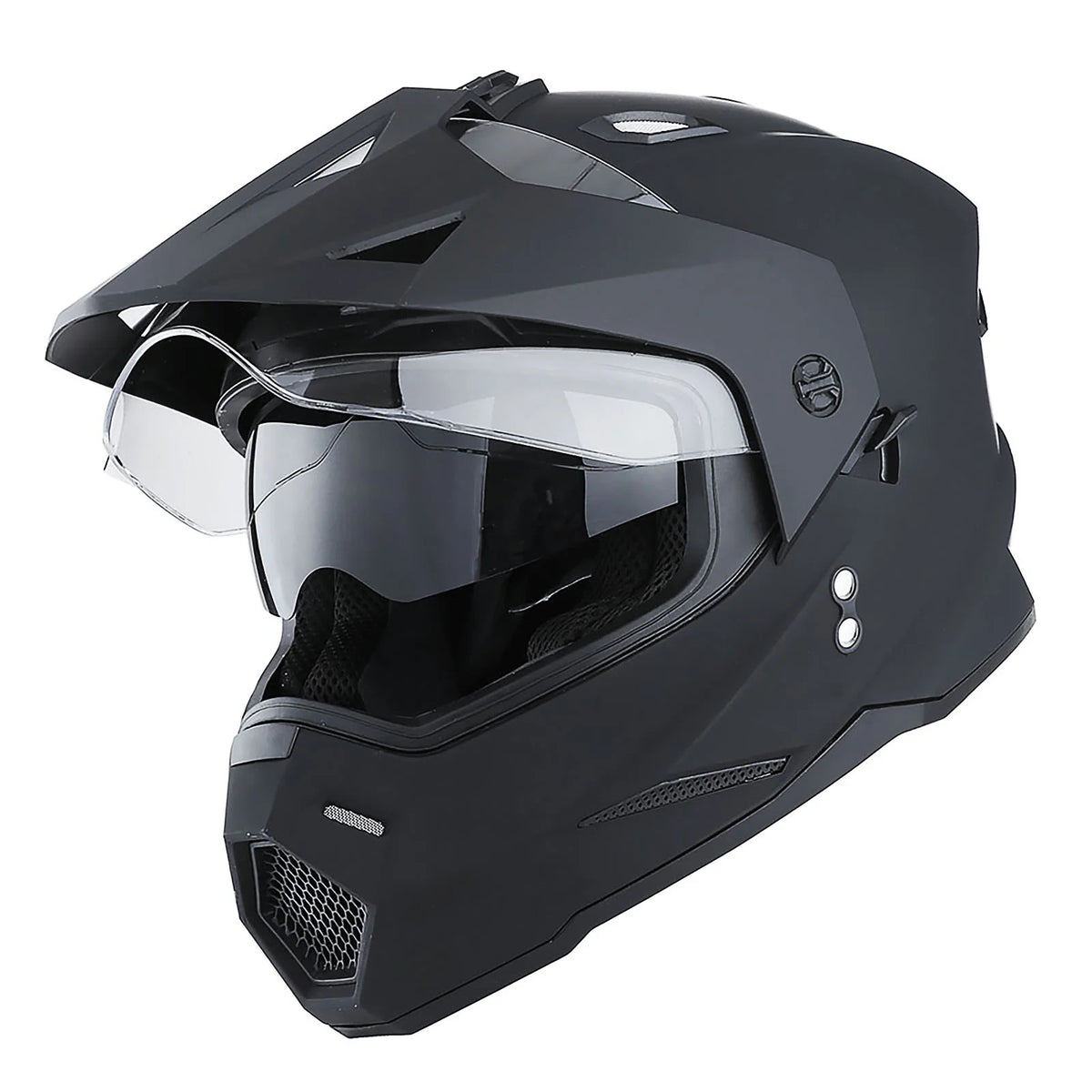 Youth Kids Dual Sport Dual Visor Full Face Helmet Matt Black N323