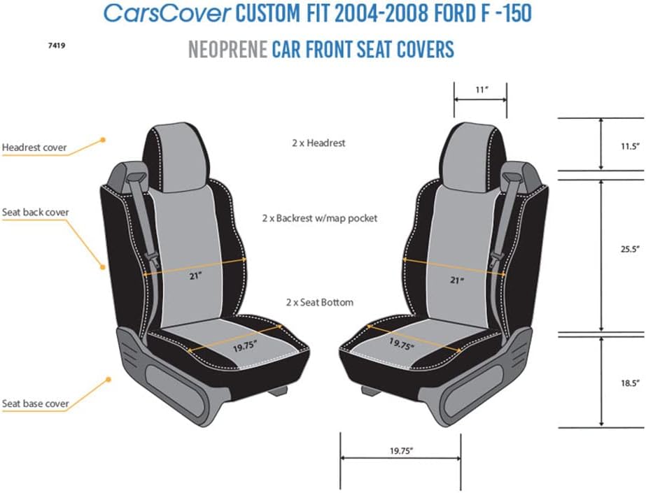 Custom Fit Neoprene Car Front Seat Covers Gray & Black E980