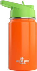 12oz Orange Insulated Double Wall Stainless Steel Kids Water Bottle with Straw I608