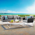 White Gray 3 Piece Outdoor Aluminum Sectional Sofa Set Q142813