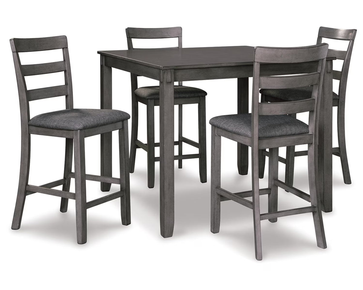 Counter Height Dining Table and Bar Stools Set of 5 Gray S606455
