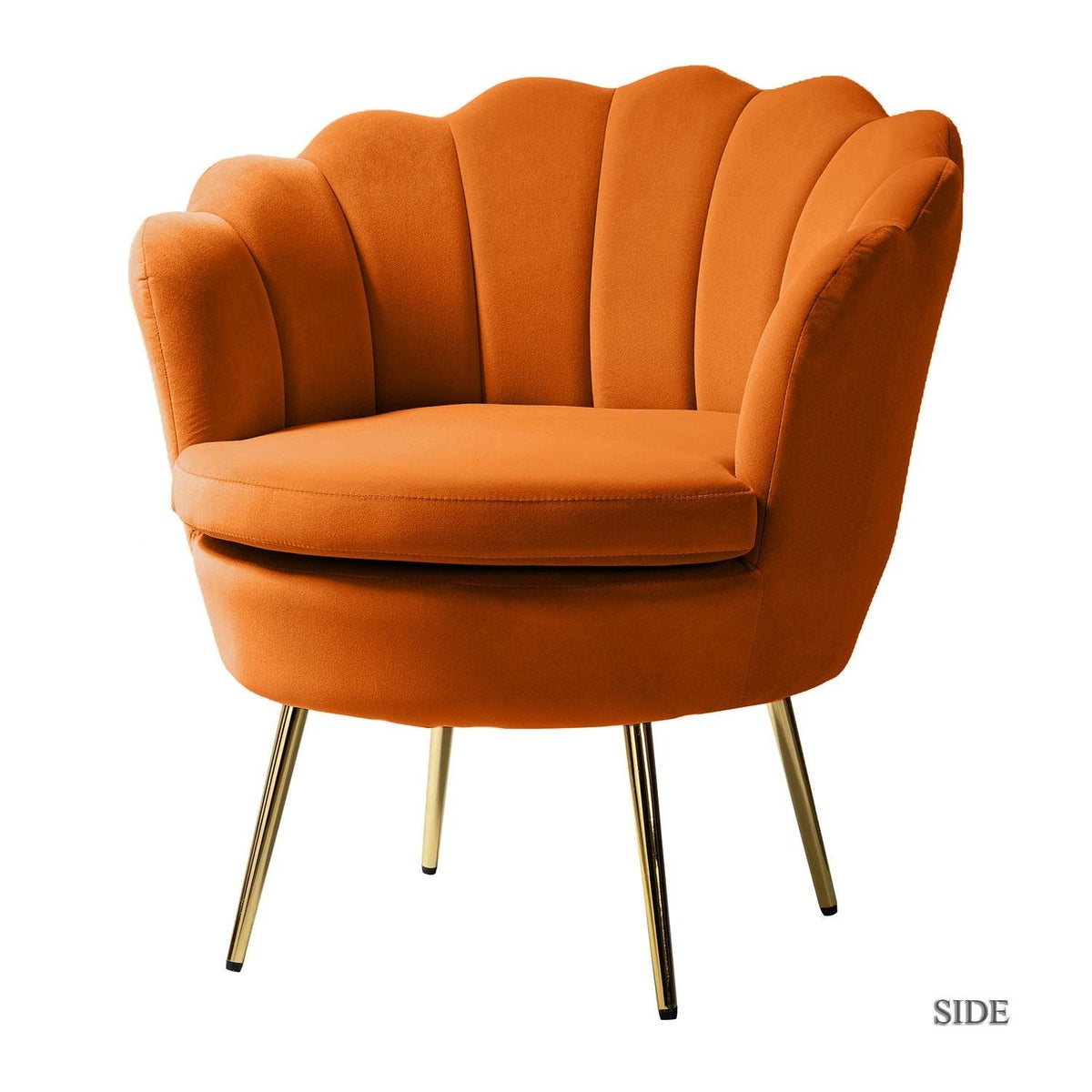 Tufted Barrel Chair with Golden Base - Teal I89259