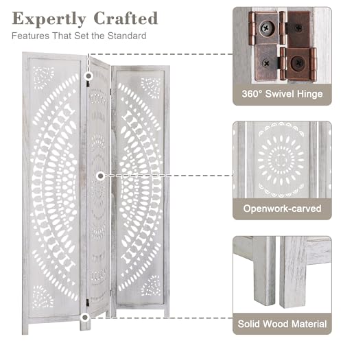 Handcrafted Carved Wooden Folding Room Divider Screen Y1159