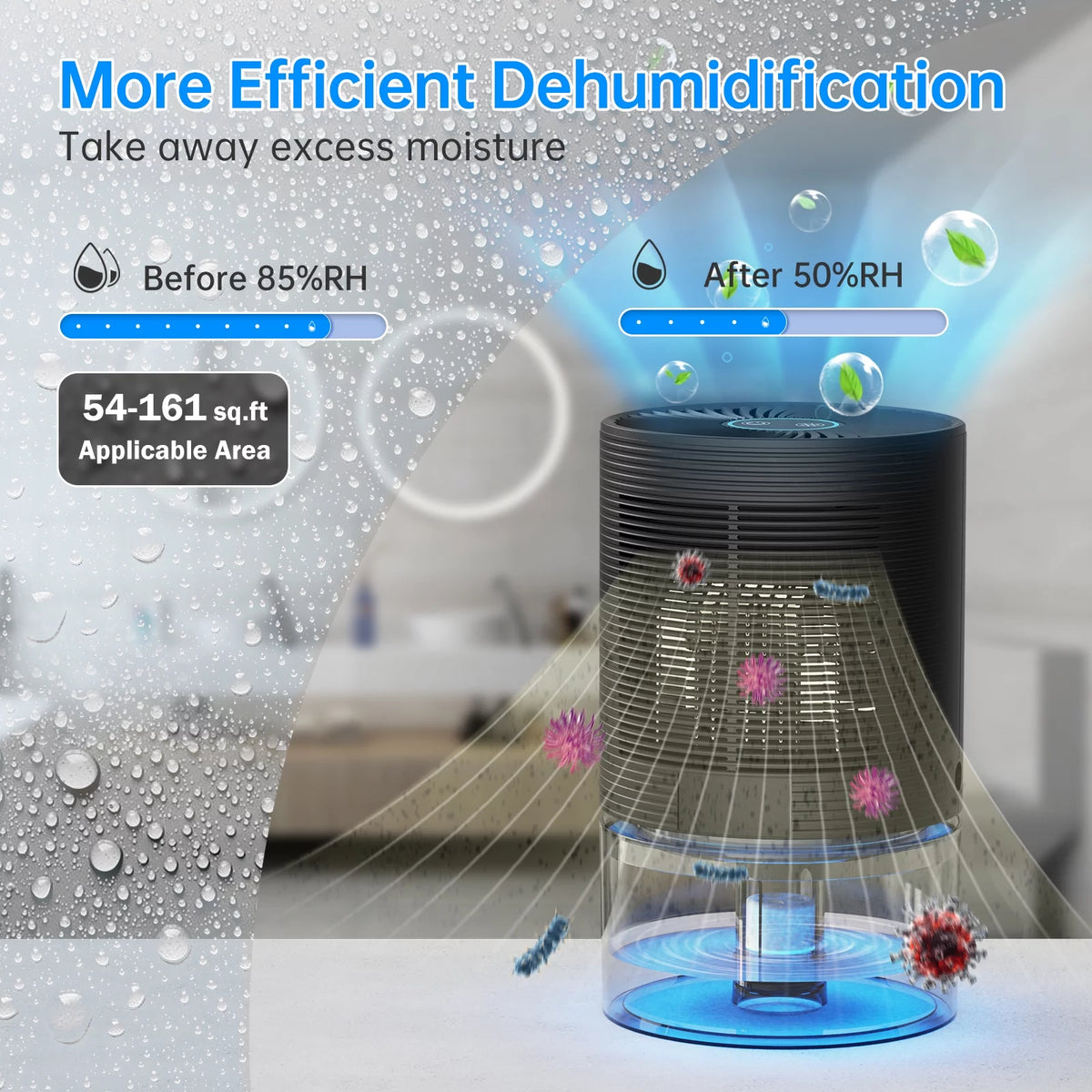 Small Dehumidifier 27oz with Auto-off Black O35752