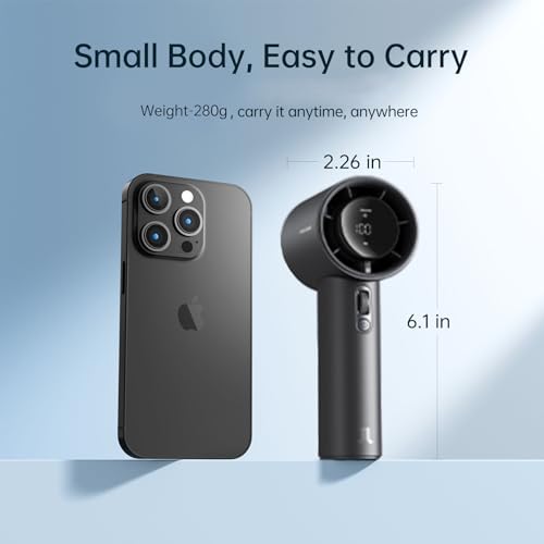 Portable Handheld Fan with LED Display, Metal Shell, 5000mAh battery, Dark Gray G86012