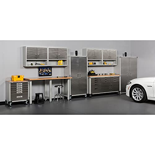 Heavy Duty Rolling Cabinet Workbench with Solid Wood Top, 77" W x 20" D x 37.5" H, Granite, 12-Drawer A625991